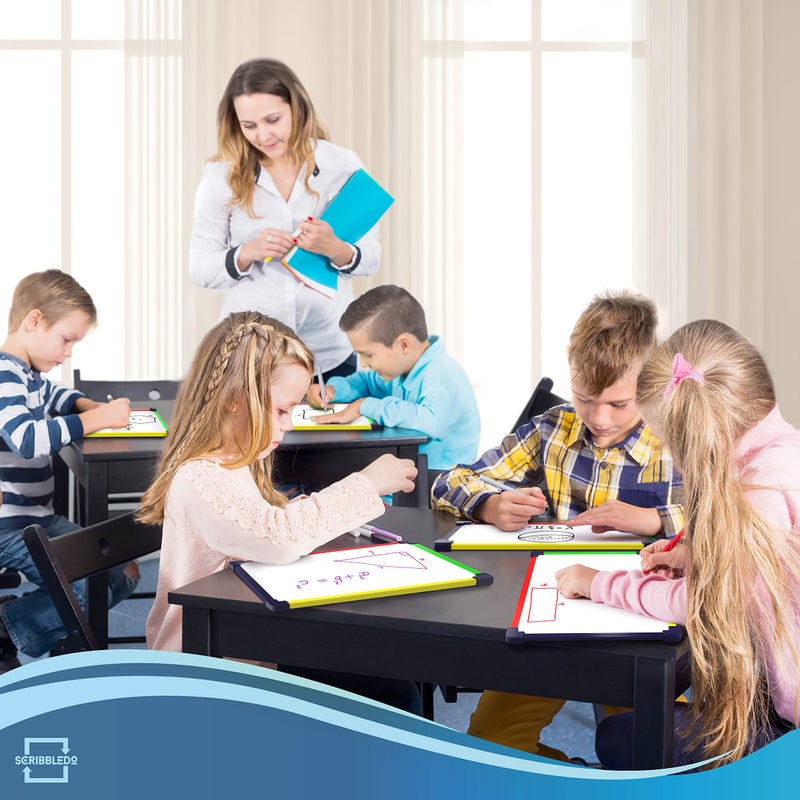 Scribbledo 5 Pack Small White Board Dry Erase Board for Kids Portable 9"x12" Drawing Magnetic Mini Whiteboard White Board for Students Teachers School Supplies Lapboard Small Dry Erase Board for Kids & Erasers - Image 5